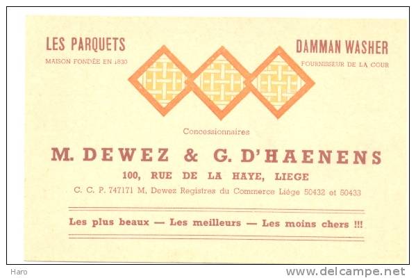 Carte De Visite - Parquets LIEGE M. Dewez & G. D'Haenens - Cartes De Visite