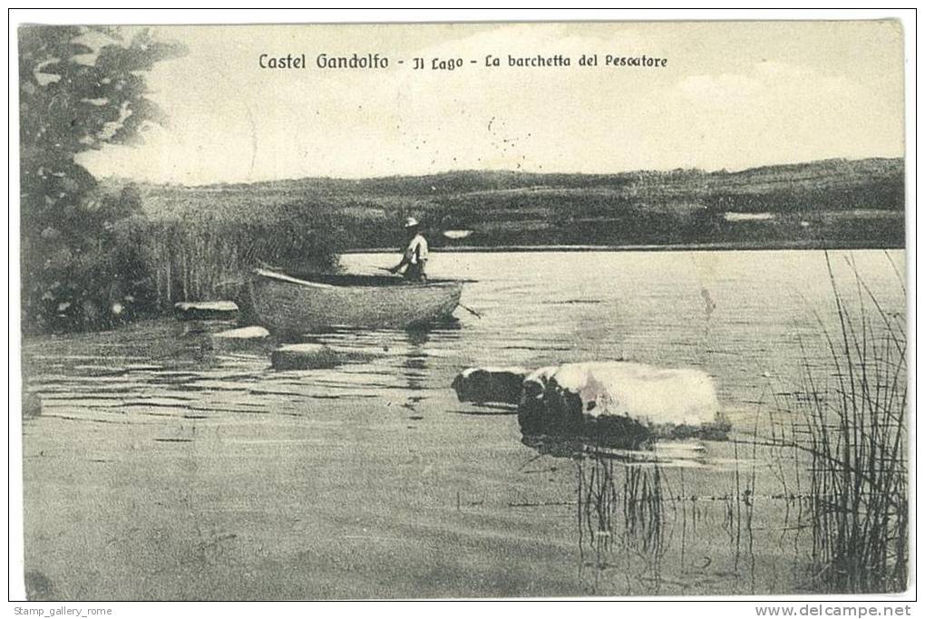 CARTOLINA - ROMA - CASTEL GANDOLFO - IL LAGO  LA BARCHETTA DEL PESCATORE -  VIAGGIATA ANNO 1913 - Mehransichten, Panoramakarten