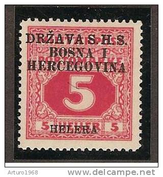 Bosnia Bosnien SHS Jugoslawien Yugoslavia - Mi.Porto 3 OVERPRINT ERROR - Mint / * - 1918 Very Scarce - Portomarken