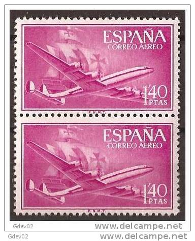 ES1174-LA974TA.Spain Espagne SUPER-CONSTELLATION Y NAO SANTA MARIA 1955/56.(Ed.1174**)sin Charnela LUJO  BLOQUE DE 2 - Nuevos