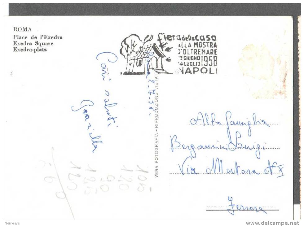 1958 ROMA PIAZZA ESEDRA  FG V 2 SCANS ANIMATA TARGHETTA - Piazze