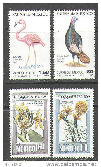 1163 Flora Fauna Birds Animals 1980 Mexico 4v Set MNH ** 4,5ME - Other & Unclassified