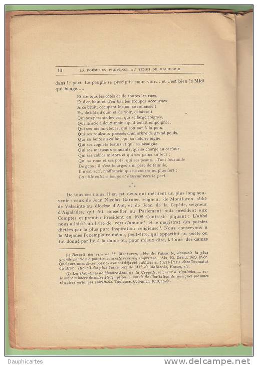 EDOUARD AUDE : La Poésie En Provence Au Temps De Malherbe. Tirage 100 Ex. N°28. Félibrige. Cahiers D'Aix En Provence - Provence - Alpes-du-Sud