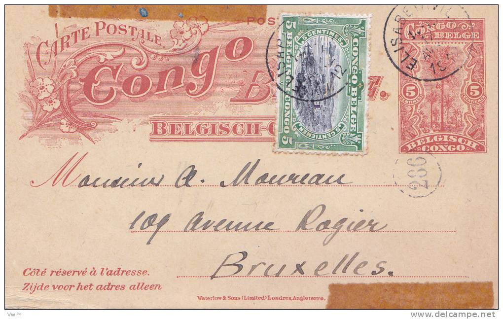Belgisch Congo-Congo Belge- Postkaart/Carte Postale . 1912. Entier Postal. 5c.+ 5c. - Entiers Postaux
