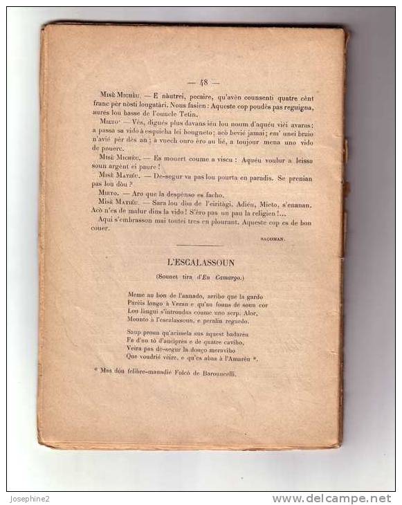 Armana Provencau 1909 INCOMPLET 48 Pages - Libri Vecchi E Da Collezione