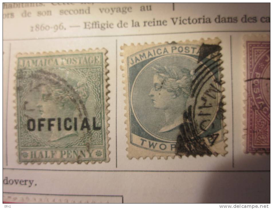 COLLECTION TIMBRES  ANTILLES ANGLAISES JAMAÏQUE DEBUT 1860 OBLITERES OU NEUFS AVEC  CHARNIERES