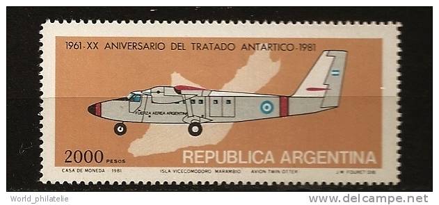 Argentine Argentina 1981 N° 1248 Iso ** Aviation, Avion, Twin Otter, Force Aérienne, Ile, Vicecomodoro Mariambo, Traité - Neufs
