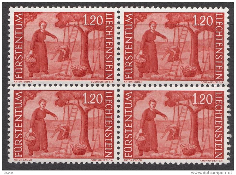 Liechtenstein 1960 Mi#395 Mint Never Hinged Block Of Four - Neufs