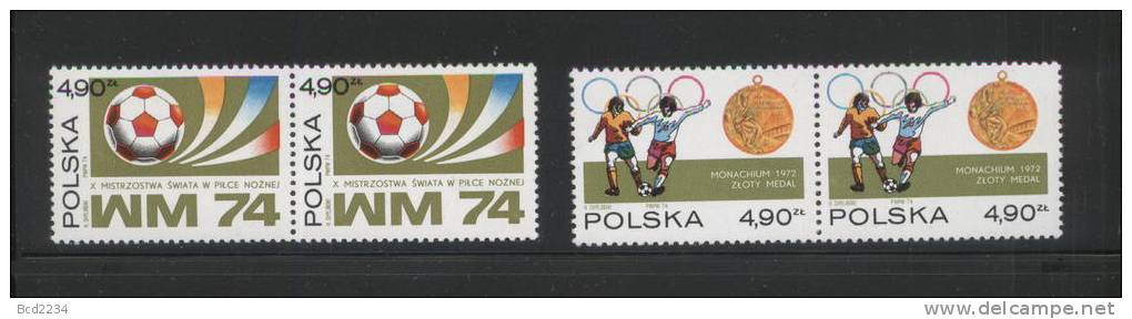 POLAND 1974 SOCCER WORLD CUP SET OF 2 IN PAIRS NHM FOOTBALL - 1974 – Alemania Occidental