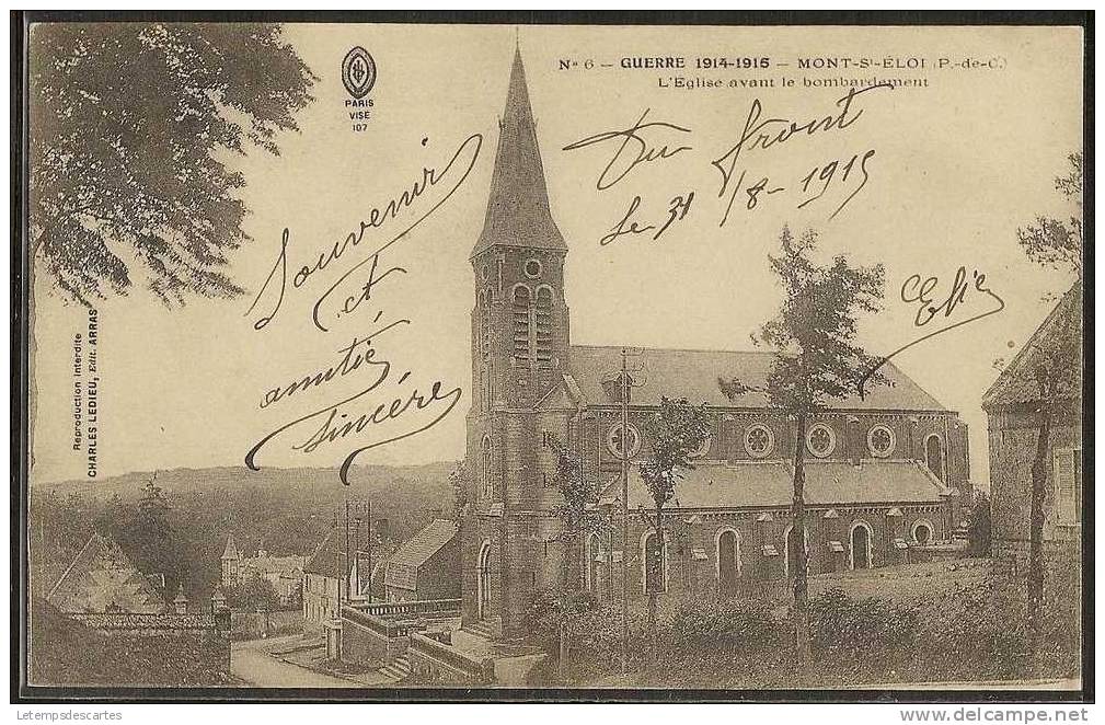 - CPA 62 - Mont-Saint-Eloi, L'église - Otros & Sin Clasificación