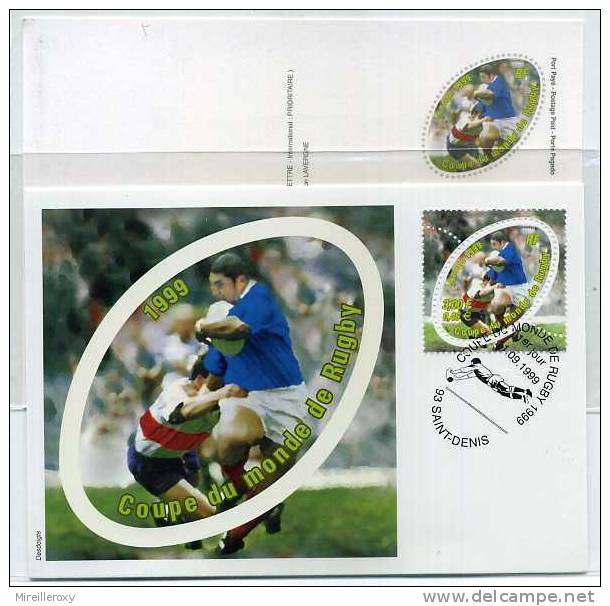 ENTIER POSTAL / STATIONERY / COUPE  DU MONDE DE RUGBY 1999 MAXI CARTE - Rugby