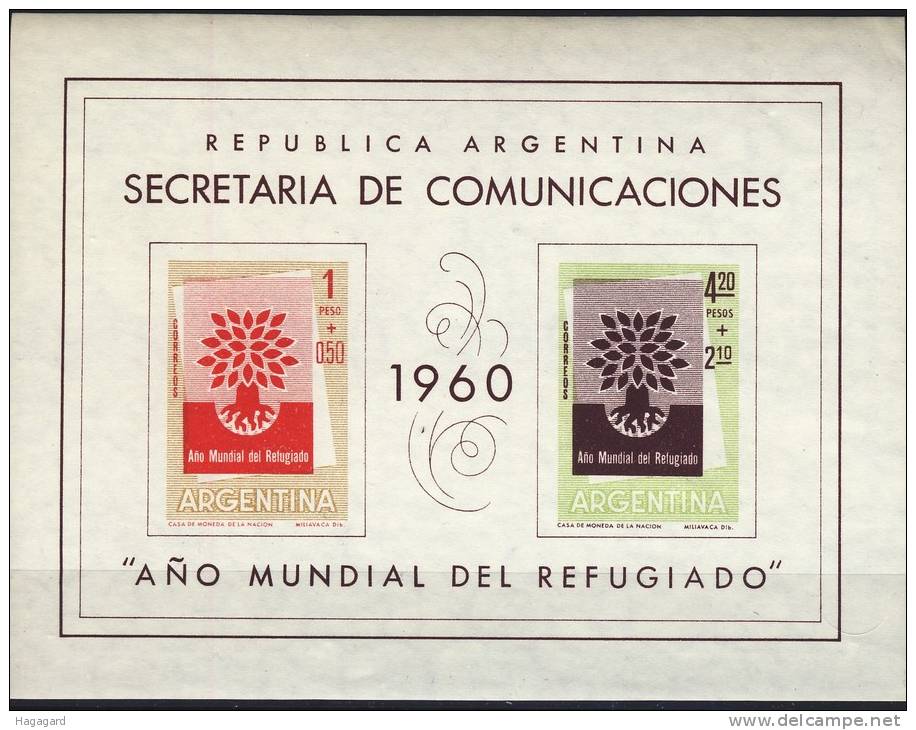 +Argentina 1960. World Refugee Year. Michel Block 12y. MNH(**). - Blocks & Sheetlets