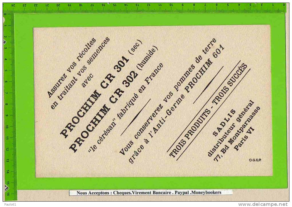 BUVARD: PROCHIM CR 301/ CR302 Pour Conserver Les Pommes De Terre - Agriculture