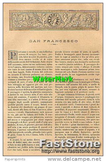 Articolo Rivista ´800 SARDEGNA, SAN FRANCESCO Di Grazia Deledda (4 Fotoincisioni) - OTTIMA - Voor 1900