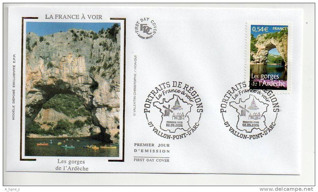 B - Enveloppe Premier 1er Jour FDC First Day Cover Les Gorges De L'ardèche 2006 Vallon Pont D'arc - Unclassified