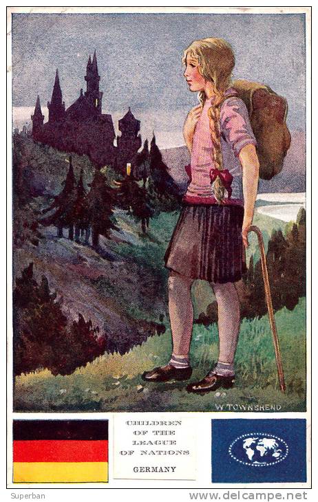 CHILDREN OF THE LEAGUE OF NATIONS : GERMANY - ILLUSTRATION : W. TOWNSHEND - TUCK´S OILETTE (n-261) - Collections, Lots & Séries