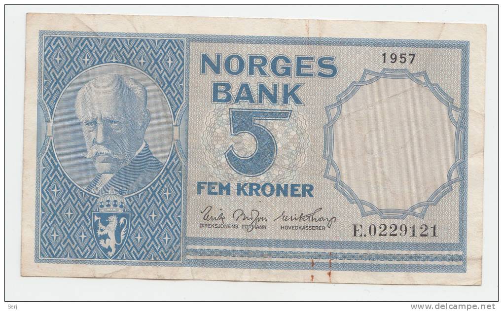 NORWAY 5 KRONER 1957 VF P 30a  30 A - Norvège