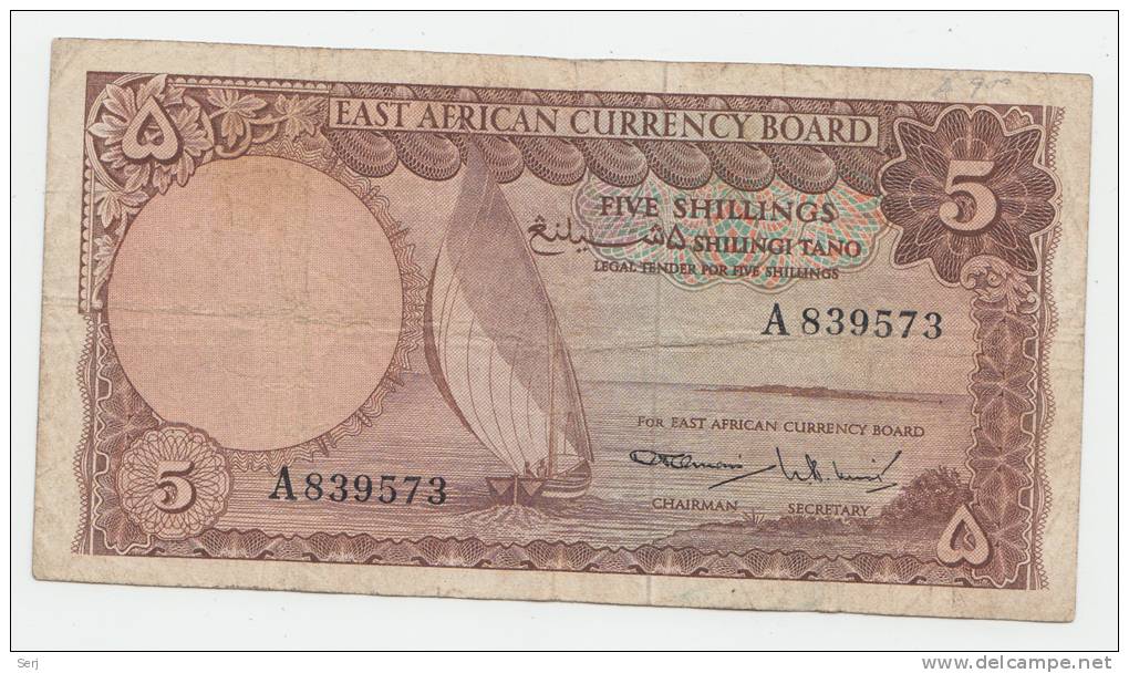 East Africa 5 Shillings 1964 VF CRISP Banknote P 45 - Otros – Africa