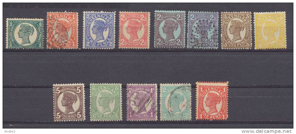 Queensland 1897 - 1908 1/2p  To  2/- And 1p Zigzag   MH* (except 1p,2 1/2p And 1/-) - Neufs