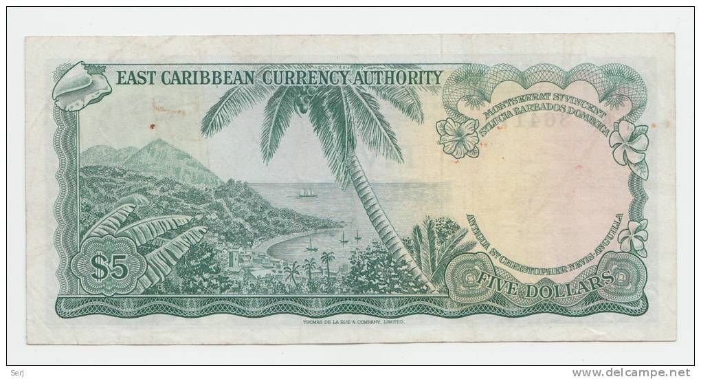 East Caribbean States 5 Dollars 1965 VF+ P 14a 14 A - Caraibi Orientale