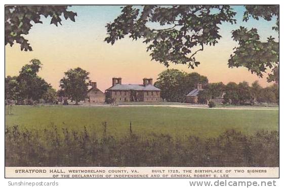 Virginia Westmorland County Straford Hall The Birthplace Of 2 Signers Of Declaration Of Independence Albertype - Alexandria