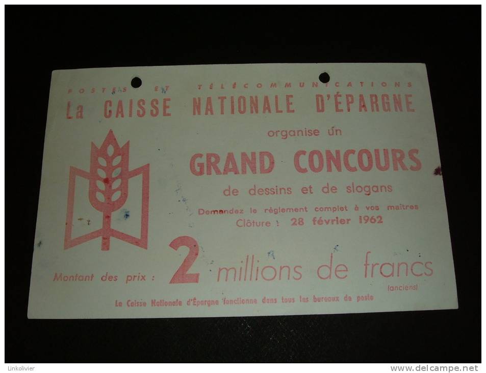 Ancien BUVARD Caisse Nationale D´Epargne CNE - 1962 - Bank En Verzekering