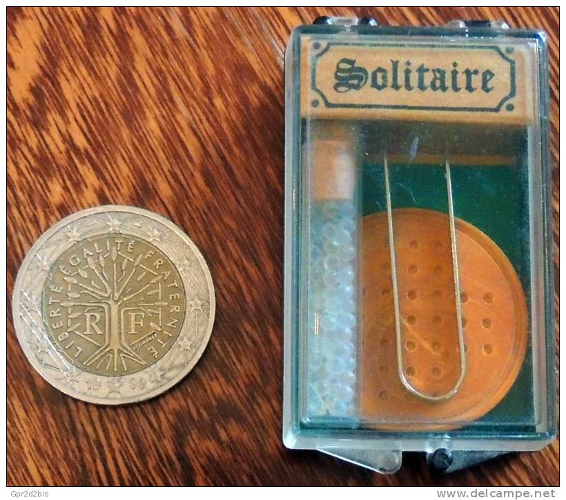 Solitaire En Bois & Perles De Verre Dans Sa Boîte - Ultra Miniature - - Hoofdbrekers