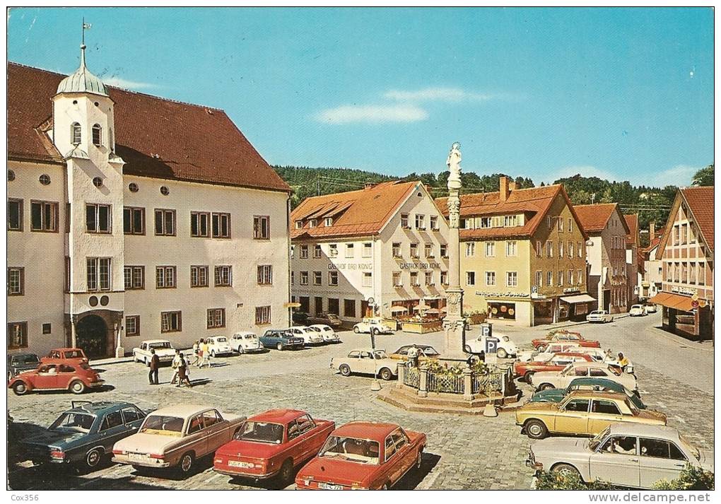 CPSM  ALLEMAGNE IMMENSTADT IM ALLGAU , Parc AUTO , VW Fasback , BMW , Peugeot 304 - Immenstadt