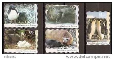 AAT Australian Antarctic Territory -1992 - Regional Wildlife -  Mi.90-94. - MNH - Unused Stamps