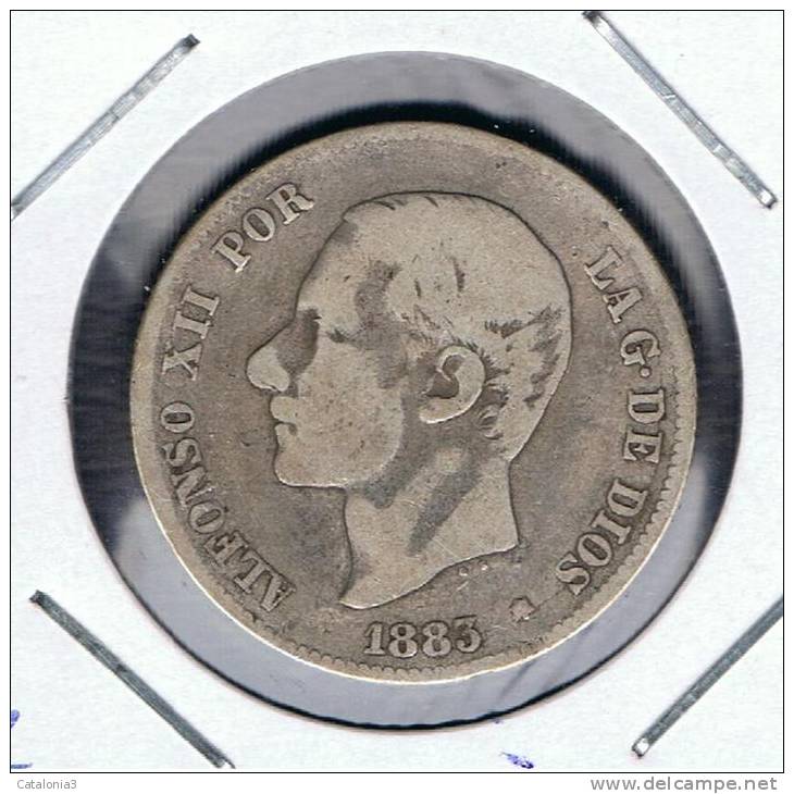 ESPAÑA   -  2 Pesetas  1883     PLATA - Otros & Sin Clasificación