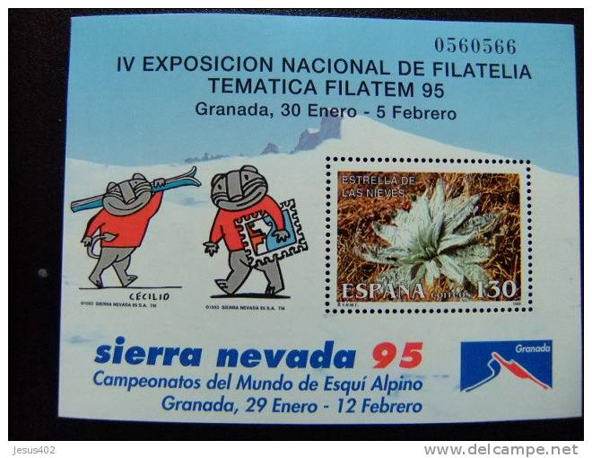 ESPAÑA 1995 FLORA (ESTRELLA DE LAS NIEVES )   Edifil Nº 3340 ** Yvert Nº  BF 62 ** MNH - Blocs & Hojas