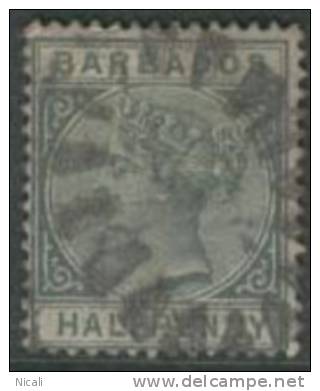 BARBADOS 1882 1/2d QV SG 89 U HW22 - Barbades (...-1966)