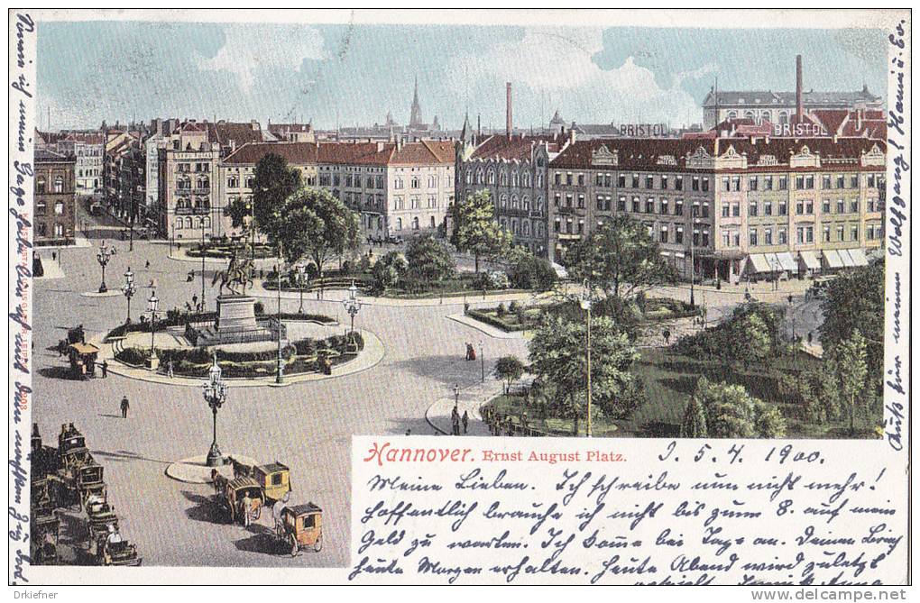 Hannover, Pferdedroschken Auf Dem Ernst August-Platz, Um 1899 - Taxis & Fiacres