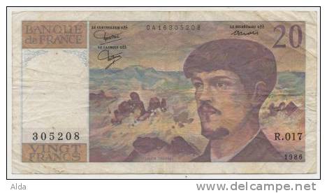 Billet 20 F  1986  R.017 - 20 F 1980-1997 ''Debussy''