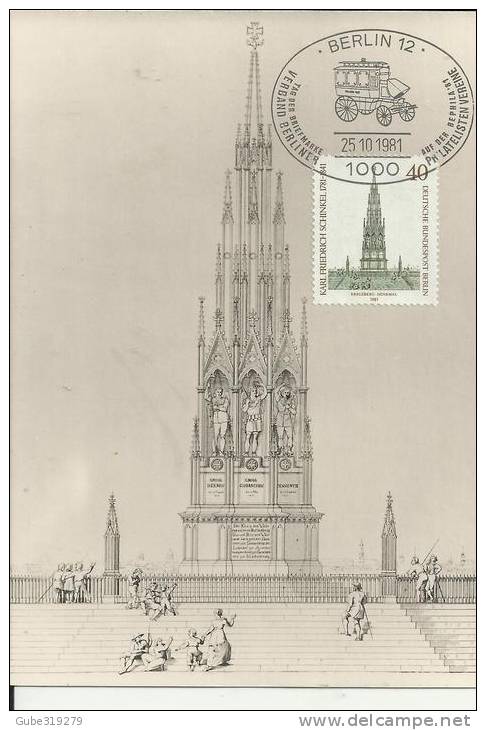 GERMANY 1981 -  MAXIMUM CARD - 200 YEARS BIRTH KARL FRIEDRICH SCINKEL ARCHITECT - CREUZBERG MONUMENT  NEW UNUSED W 1 ST - Other & Unclassified