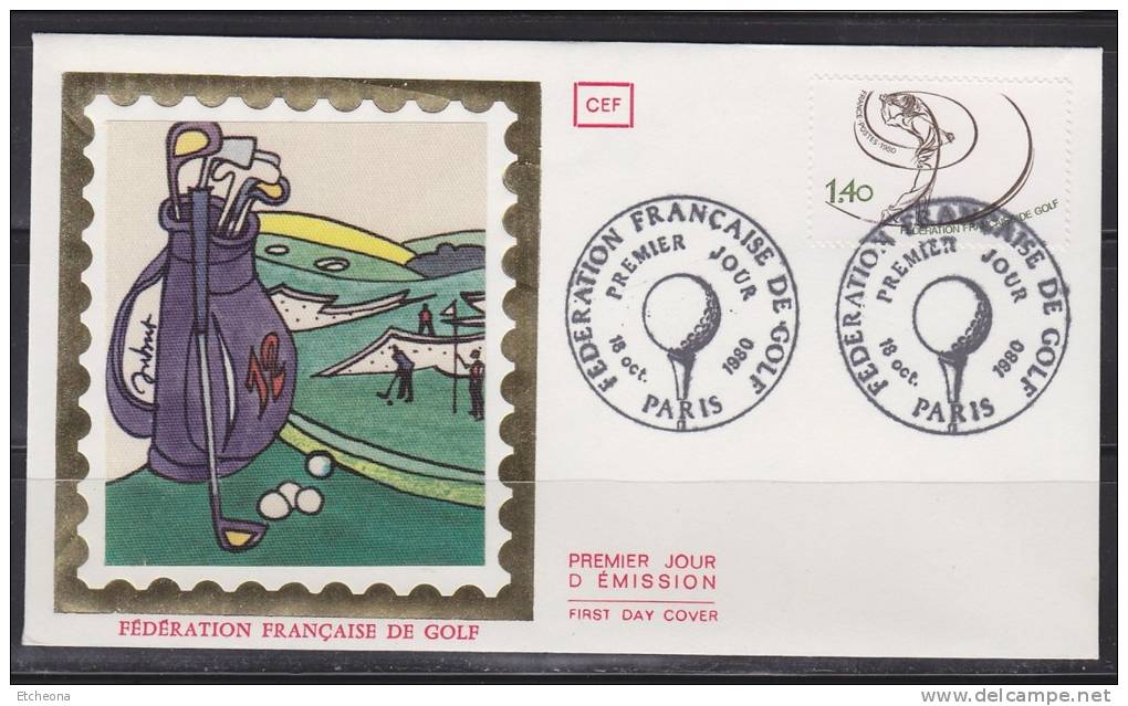 = Enveloppe Premier Jour Paris 18 10 80 N° 2105 1f40 Fédération Française De Golf - 1980-1989