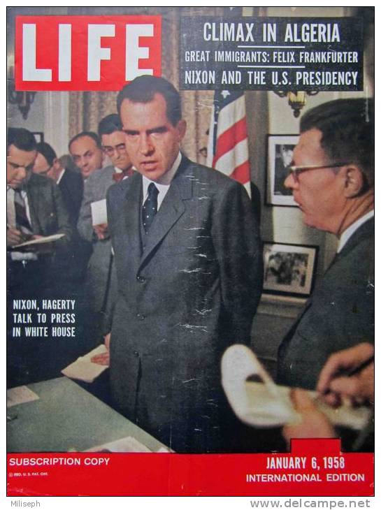Magazine LIFE - JANUARY 6 , 1958 - INT. ED - NIXON - Paul-Henri SPAAK, Elsa MARTINELLI - ALGÉRIE, COCA-COLA, FIAT (3059 - News/ Current Affairs