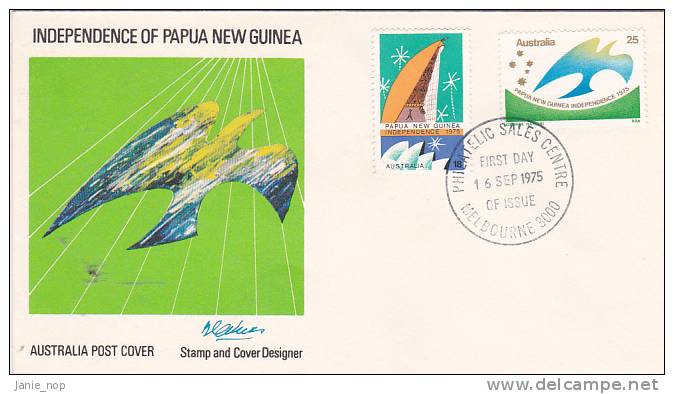 Australia 1975 Papua New Guinea Independence, Official FDC - Premiers Jours (FDC)