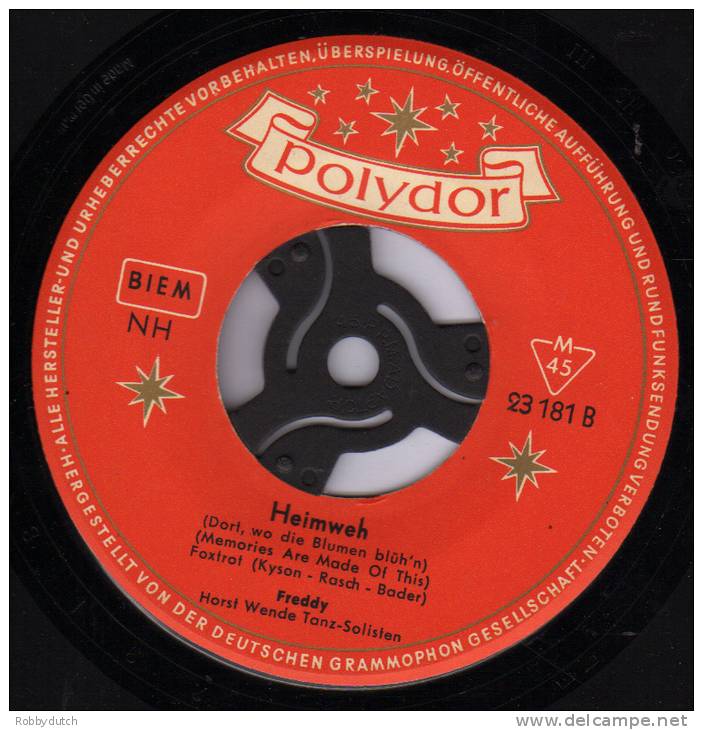 * 7" *  FREDDY - HEIMWEH / SIE HIESS MARY-ANN ( Germany 1956) - Otros - Canción Alemana