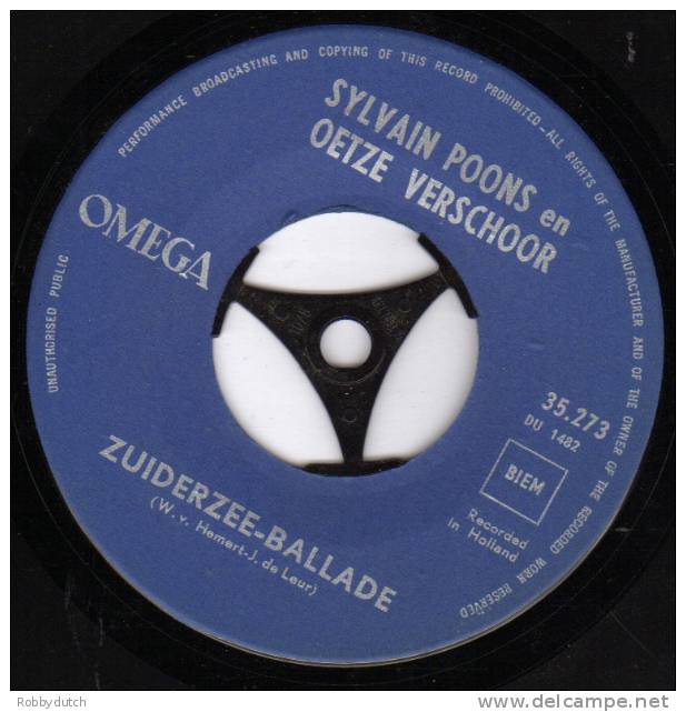 * 7" *  SYLVAIN POONS &amp; OETZE VERSCHOOR - ZUIDERZEEBALLADE (Holland 1962 EX-!!!) - Altri - Fiamminga