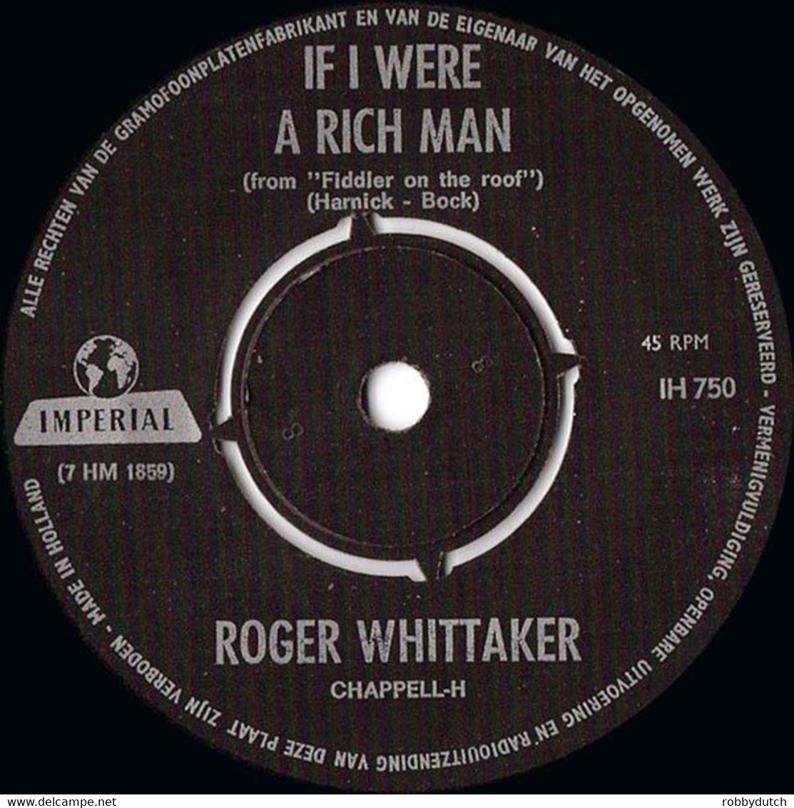 * 7" *  ROGER WHITTAKER - IF I WERE A RICH MAN  (Holland 1967) - Andere - Engelstalig