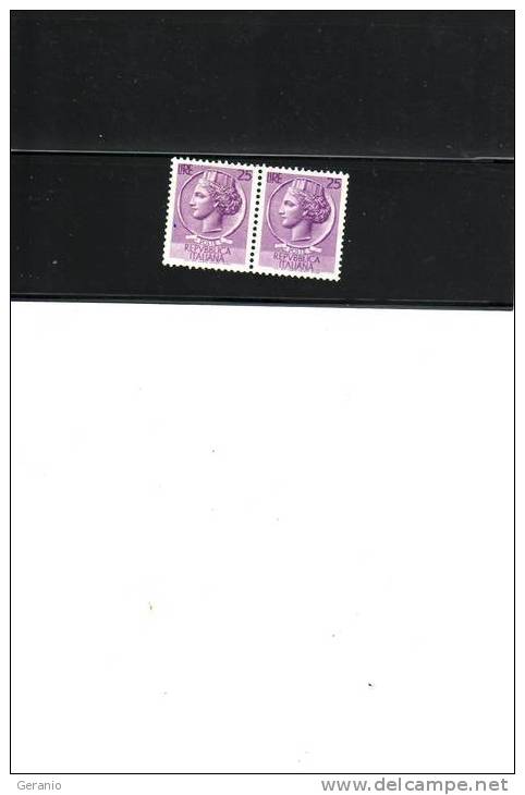 SIRACUSANA L 25 MACHINETTE CON NUMERO MNH** COPPIA - Other & Unclassified