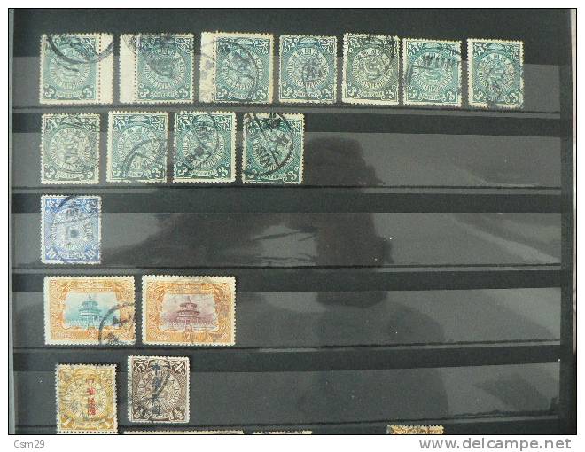 CHINE- CHINA  Collection 400 timbres anciens - OLD CHINESE STAMPS USED DRAGONS