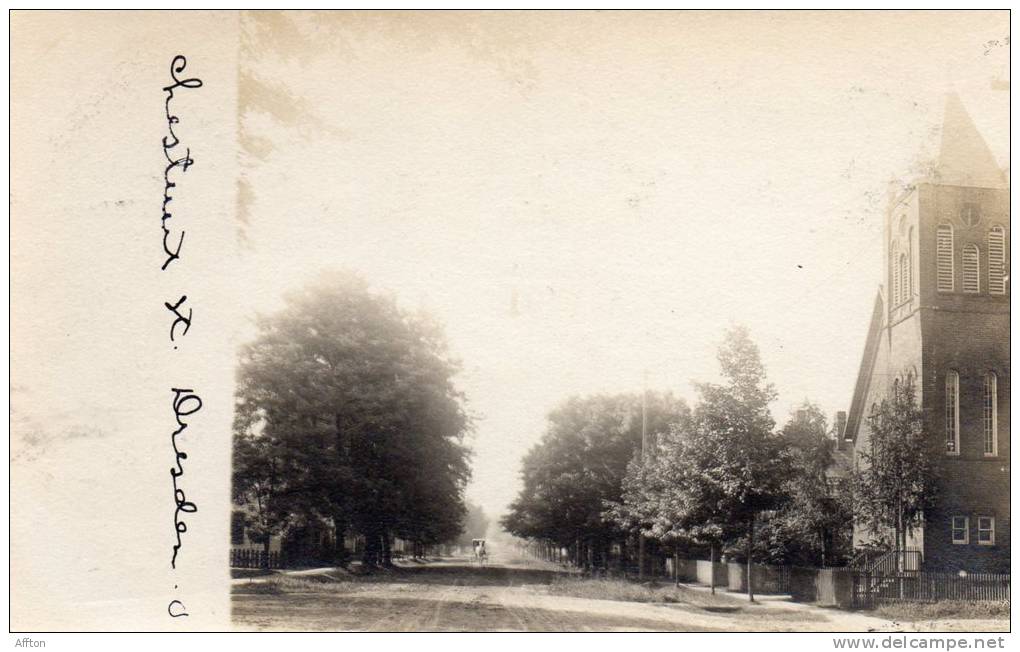 Chestnut Street Dresden OH Old Real Photo Postcard - Other & Unclassified