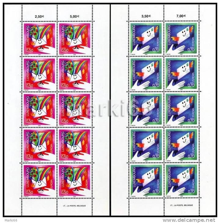 Luxembourg - 2008 - Europa CEPT - Letters - Mint Miniature Sheet Set - Nuevos