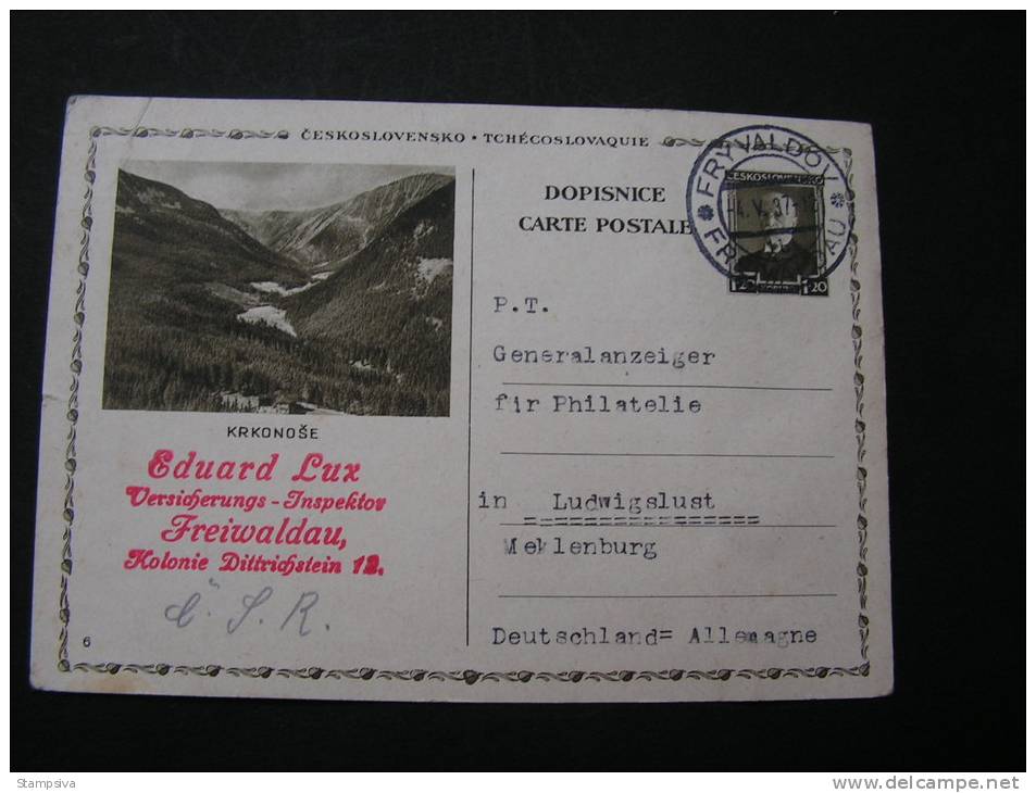 == CSR Karte TatryFyrvaldov 1937  Bug Ecke - Postales