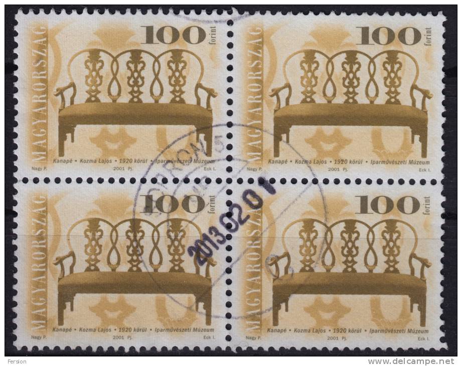 2001 - Hungary - Four ANTIQUE FURNITURE - Settee Couch Chair - Used - SOPRON - Used Stamps