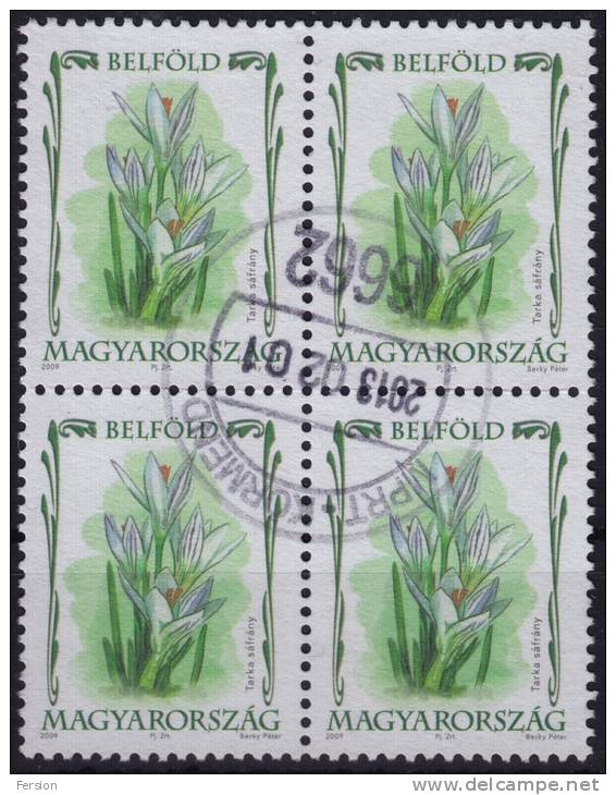 2009 - Hungary - Four NORMAL LETTER Green Flower Stamps - Used - KÖRMEND - Usati