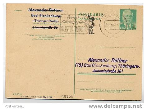 DDR P70 IA Antwort-Postkarte PRIVATER ZUDRUCK #6 Stpl. RECYCLING RIESA 1959 - Private Postcards - Used