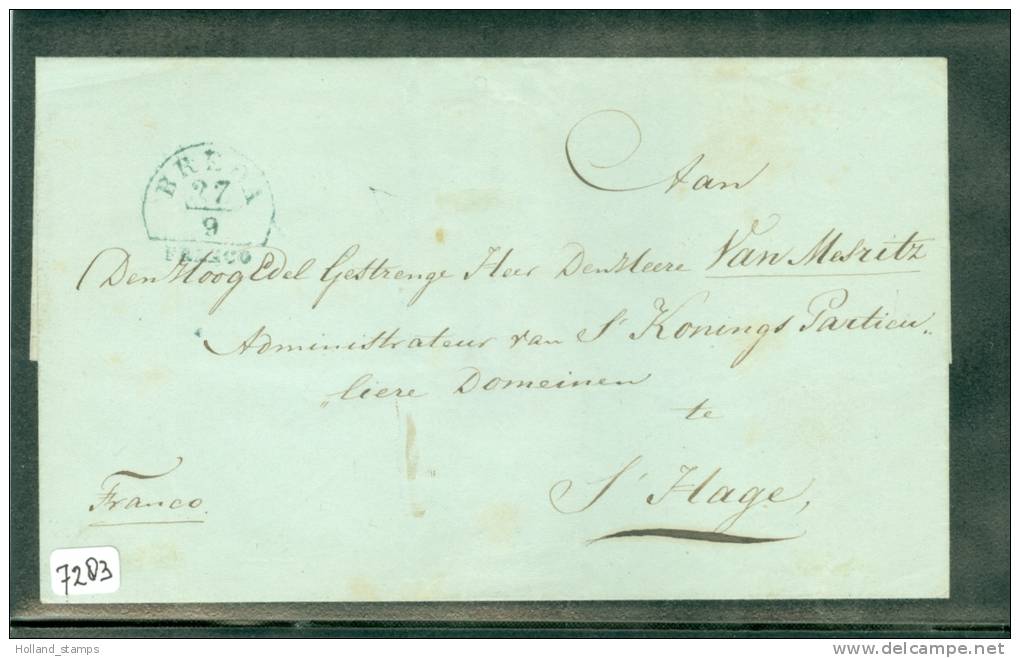 FRANCO BRIEFOMSLAG Van KLUNDERT Naar 's-GRAVENHAGE Rood Lakzegel WDM (7283) - ...-1852 Préphilatélie